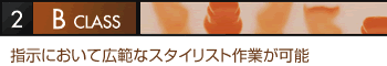 2.スタイリストアシスタントB CLASS支持において広範囲なスタイリスト作業が可能